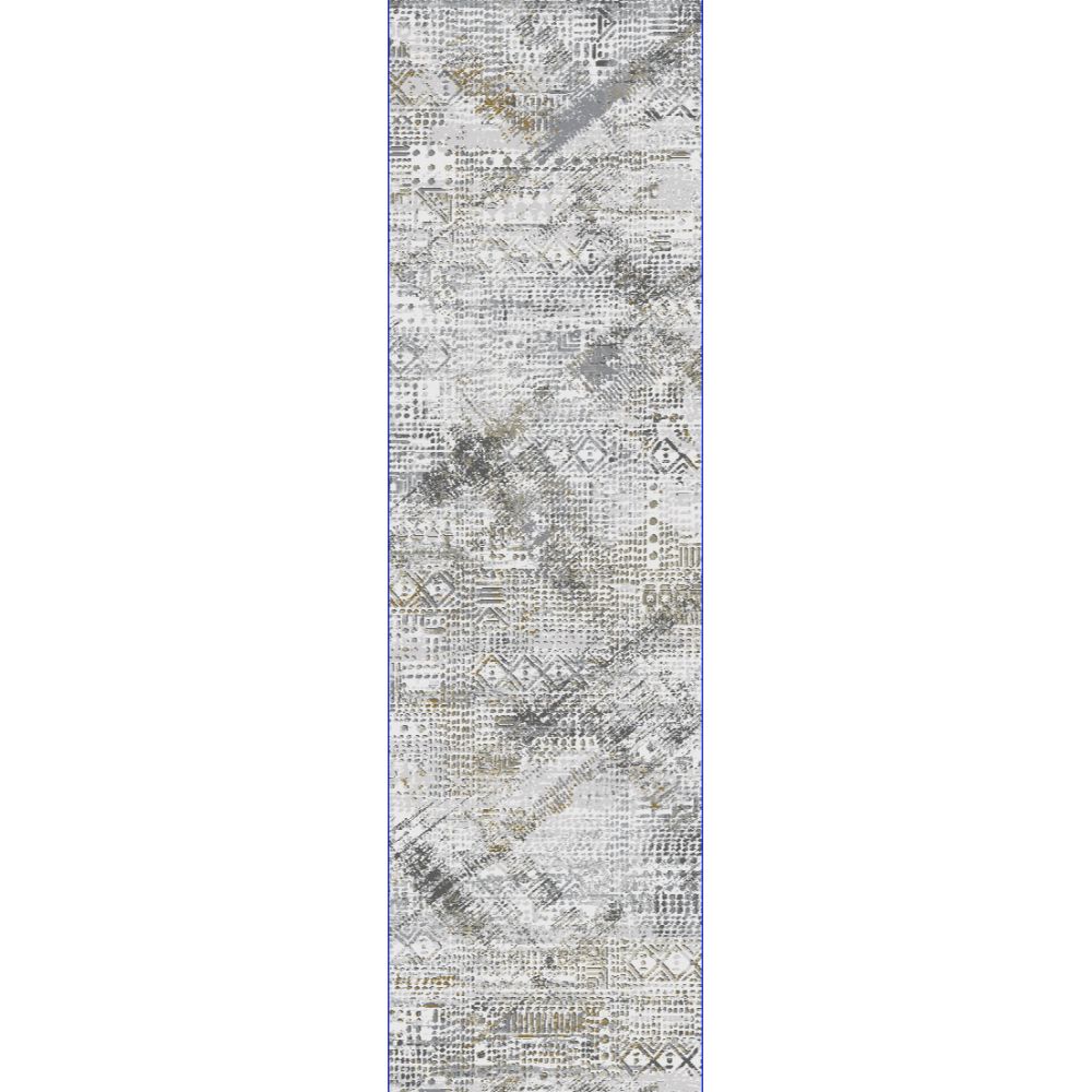 Dynamic Rugs 7925-970 Capella 2.2 Ft. X 7.7 Ft. Finished Runner Rug in Grey/Gold   